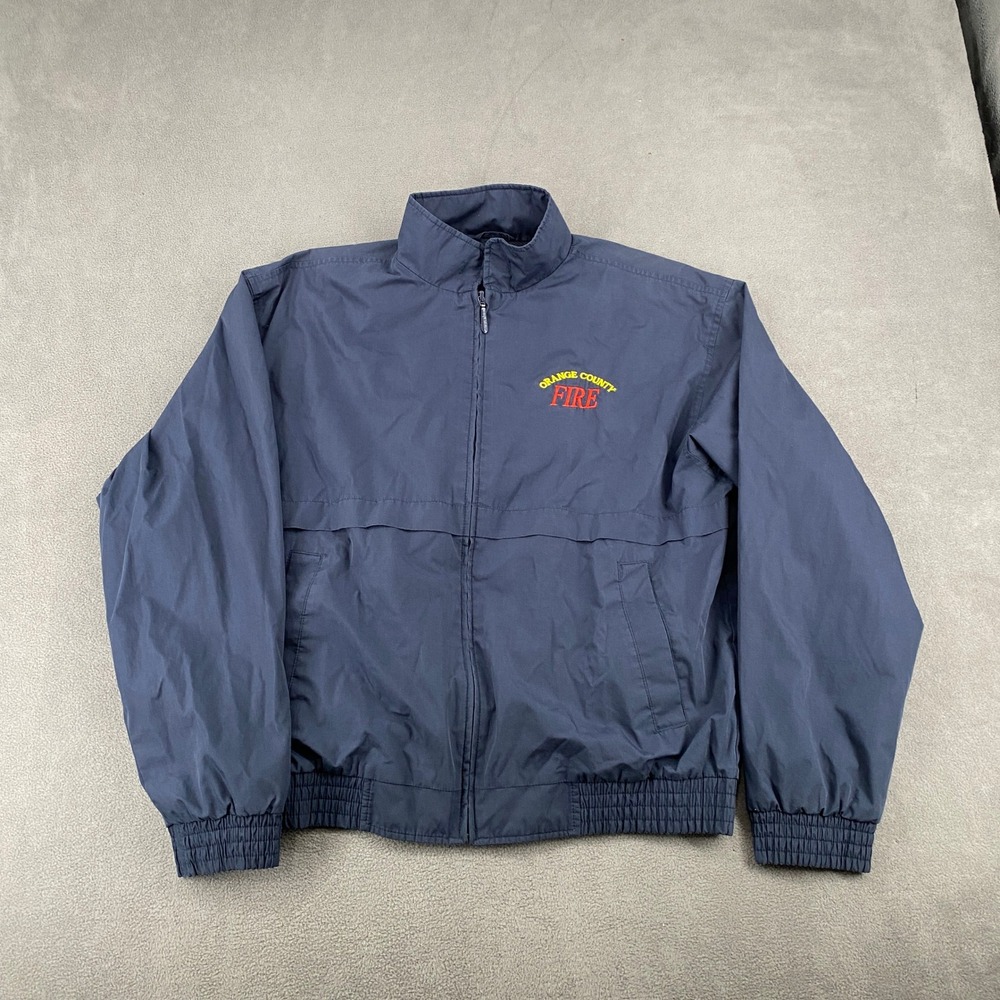 Port Authority Orange County Fire Jacket Mens Medium Navy Blue Full Zip J753